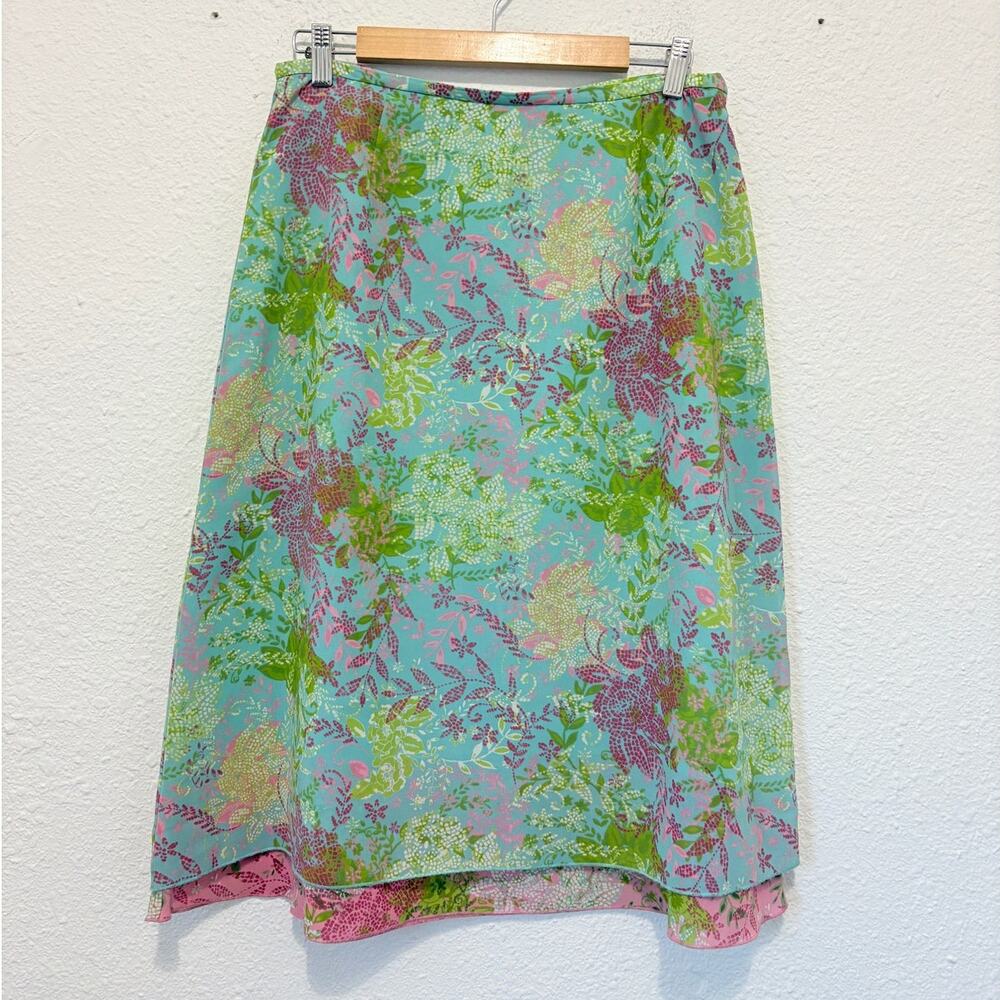 Vintage Y2K Fairy Floral Midi Skirt Twee Girly Preppy Prep Boho